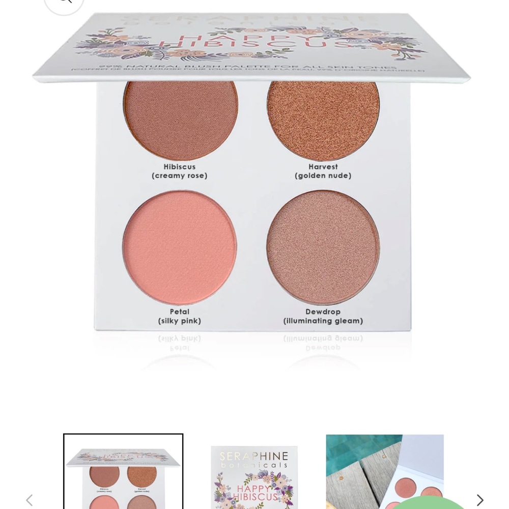 Seraphine Botanicals happy hibiscus luminizer and blush palette